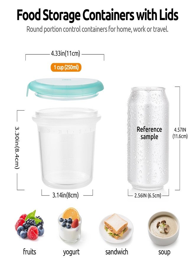 U-Taste 1 Cup Silicone Food Container: Small Kitchen Storage with Airtight Lid, Freezer & Microwave Safe, Fruit Box with Date Marking Circle, Clear Stackable for Meal Prep Portion (Set of 2, Aqua Sky) - Image 2